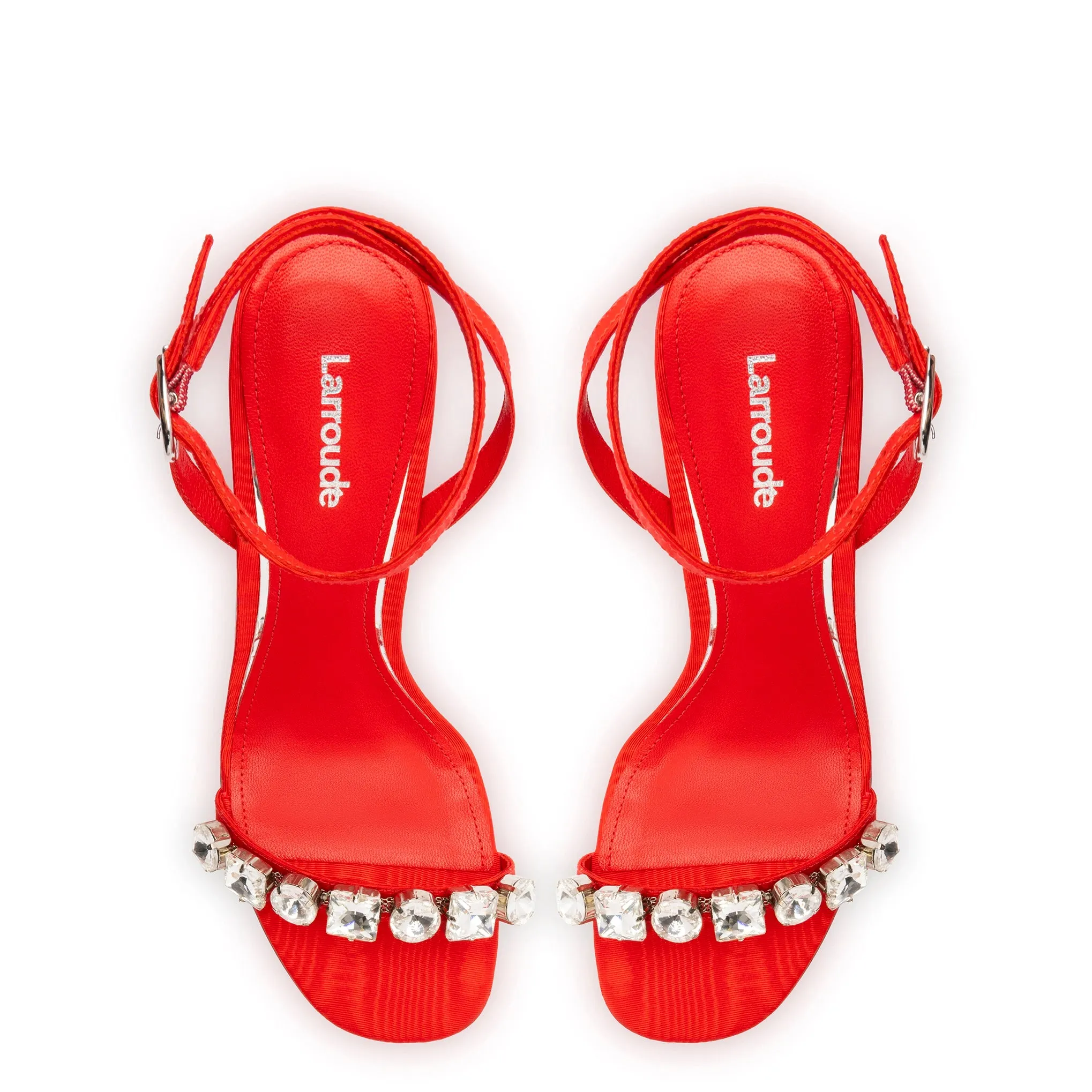 Calypso Sandal In Red Fabric and Crystals