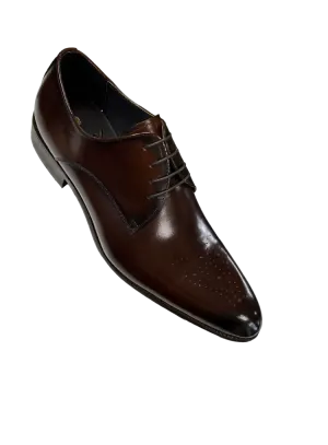 Carrucci Brown Genuine Leather Men's Lace Up Dress Shoes
