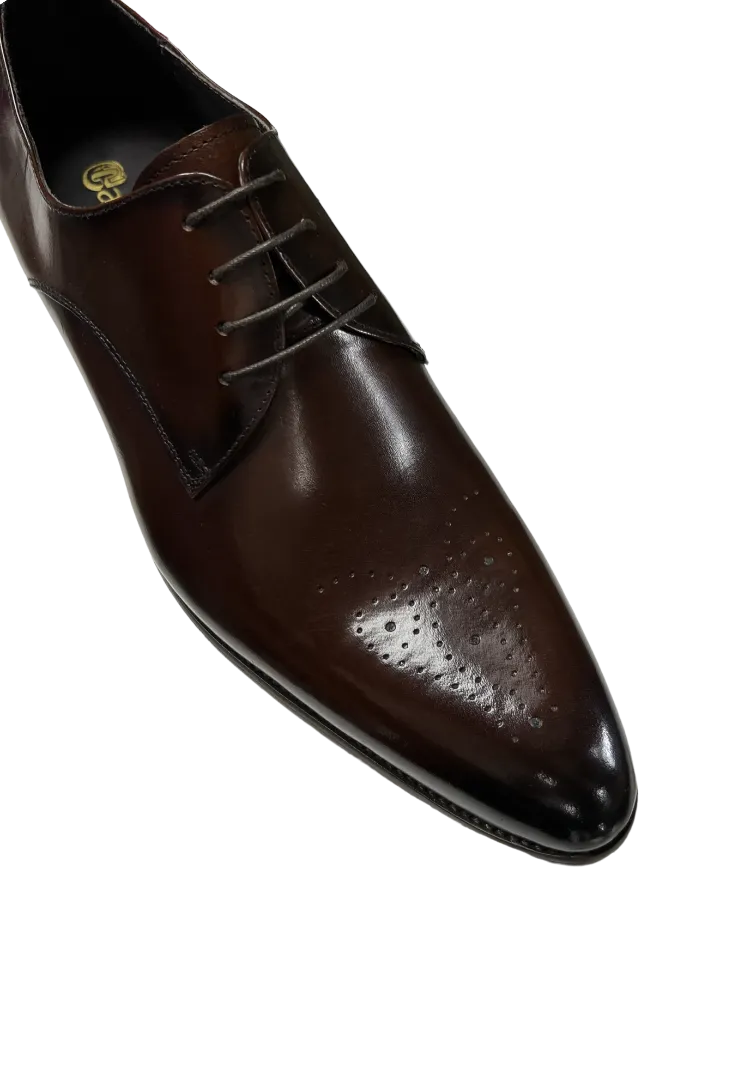 Carrucci Brown Genuine Leather Men's Lace Up Dress Shoes