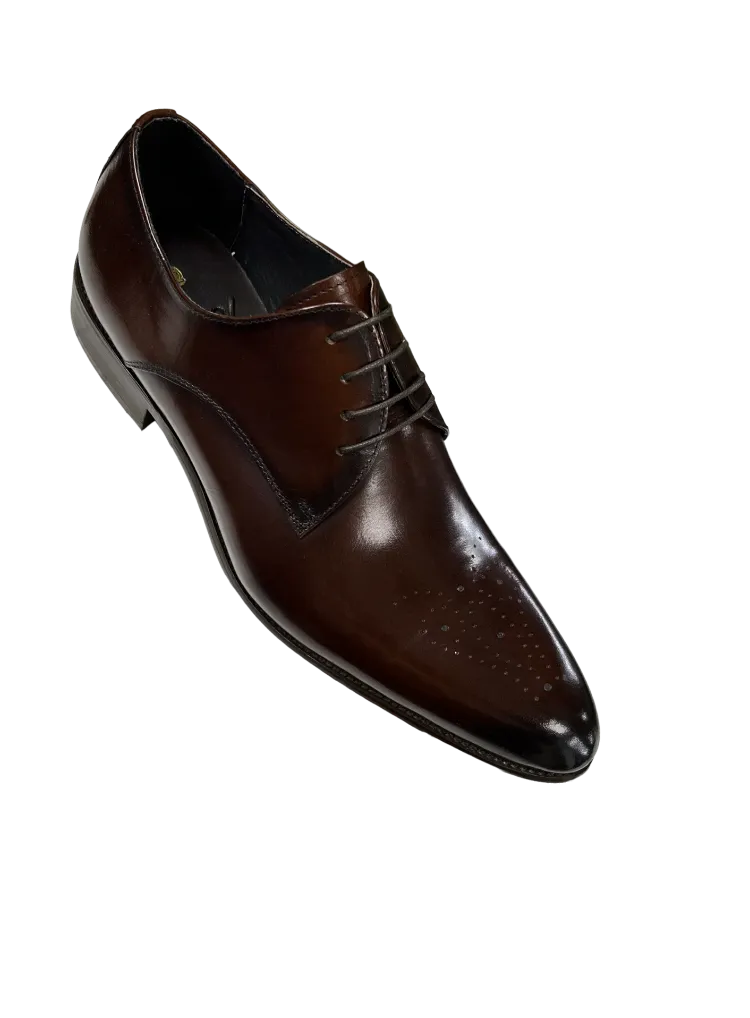 Carrucci Brown Genuine Leather Men's Lace Up Dress Shoes