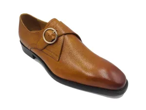Carrucci Cognac Men's Genuine Leather Single Monk Strap Plain Toe Loafer