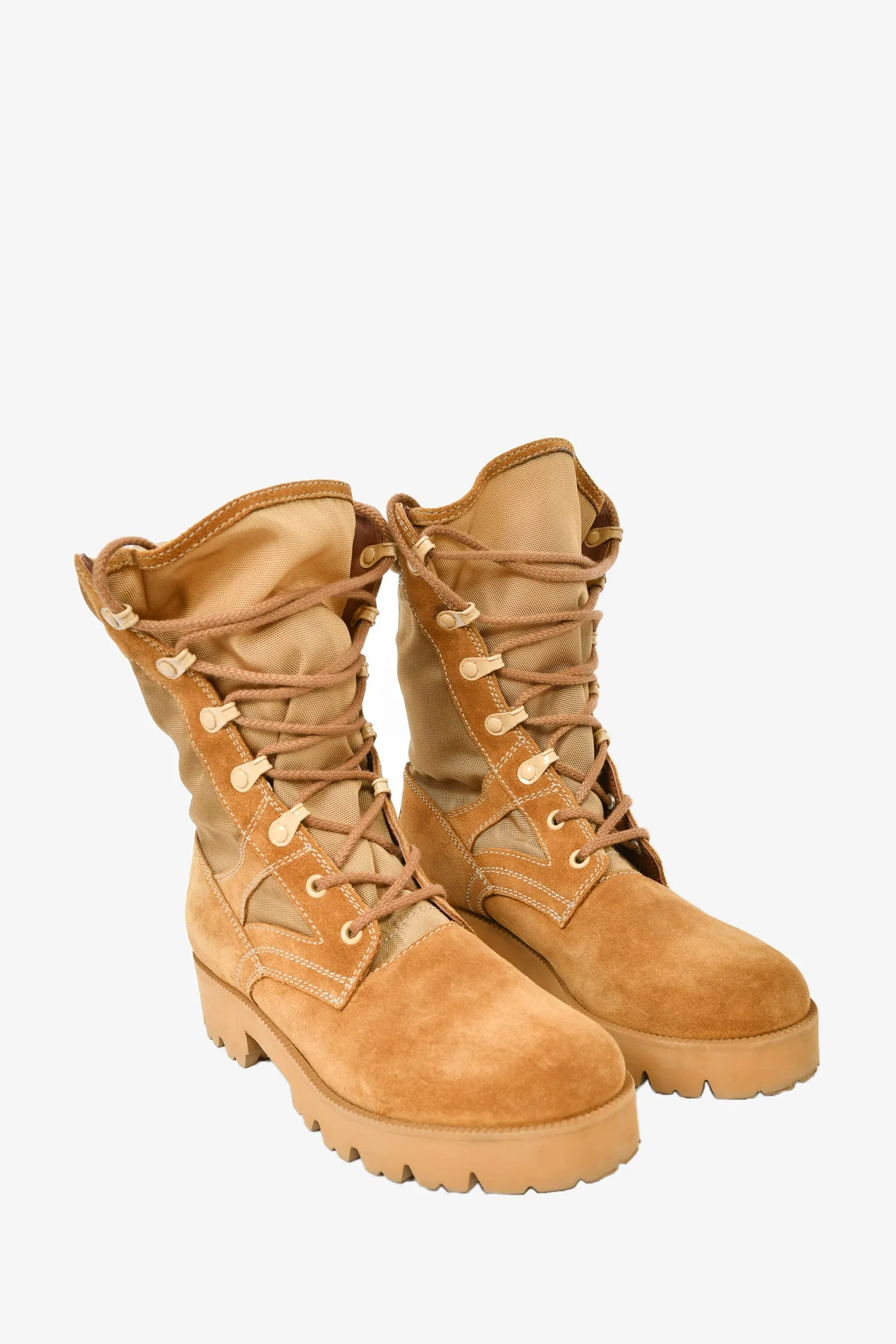 Celine Brown Suede/Mesh Combat Boots Size 37