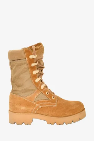 Celine Brown Suede/Mesh Combat Boots Size 37