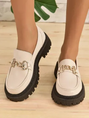 Chain Decor Flatform Loafers