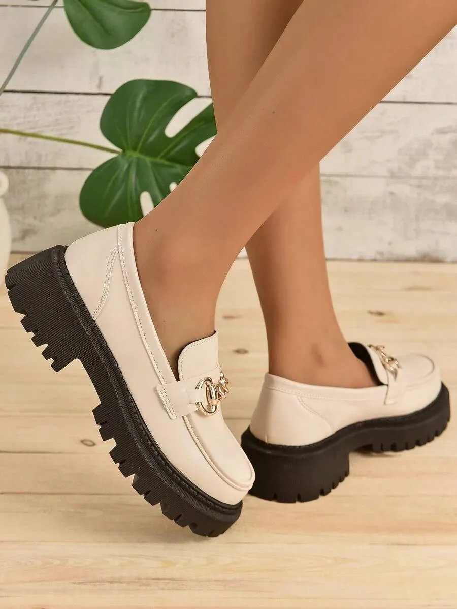 Chain Decor Flatform Loafers
