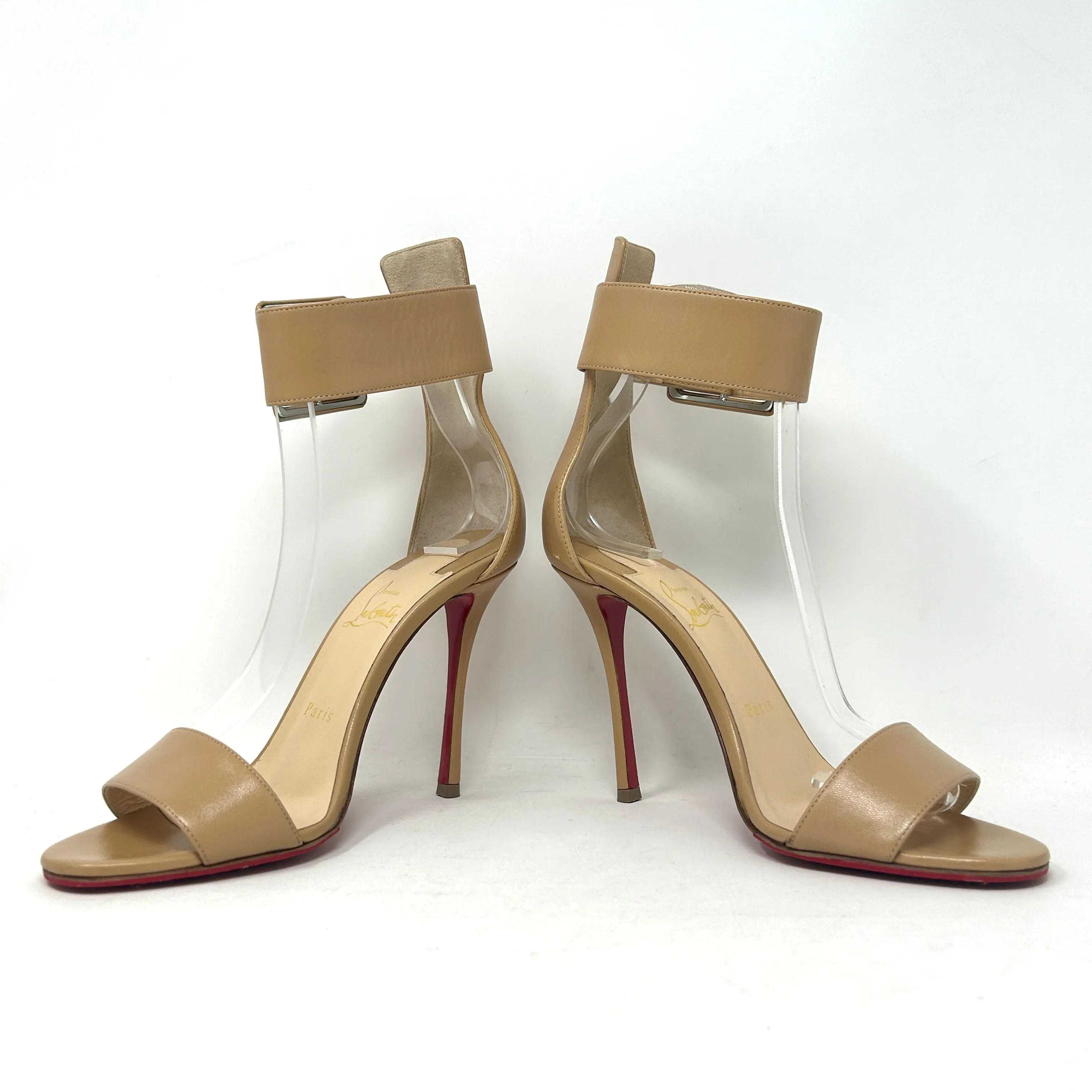 Christian Louboutin Blade Runana 100 Nude Leather Heel Sandals 38.5 UK 5.5