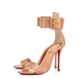Christian Louboutin Blade Runana 100 Nude Leather Heel Sandals 38.5 UK 5.5