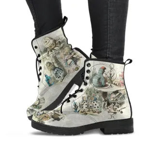 Combat Boots - Alice in Wonderland Gifts #101 Vintage Series | Birthday Gifts, Gift Idea, Women's Boots, Handmade Lace Up Boots, Custom Shoes