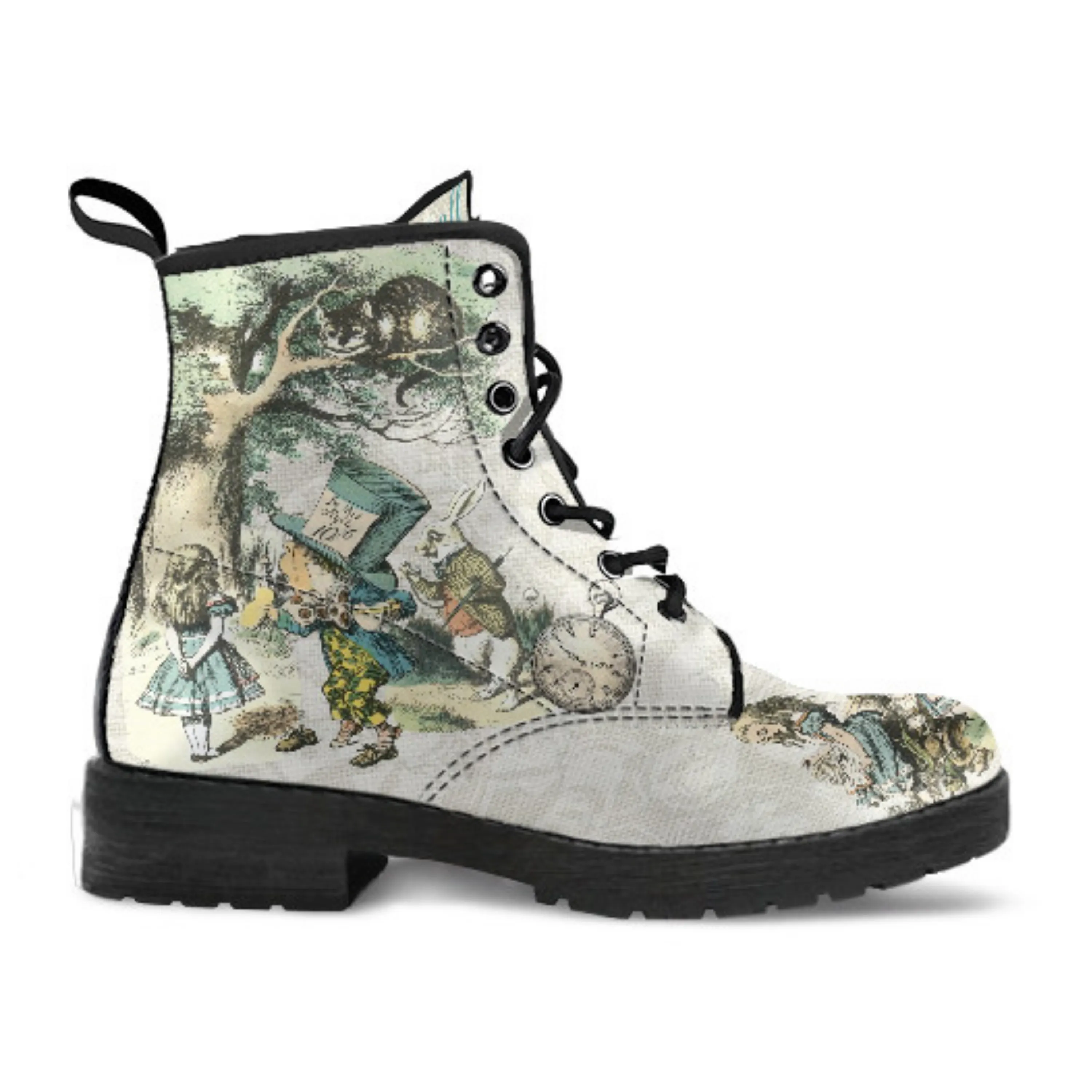 Combat Boots - Alice in Wonderland Gifts #101 Vintage Series | Birthday Gifts, Gift Idea, Women's Boots, Handmade Lace Up Boots, Custom Shoes