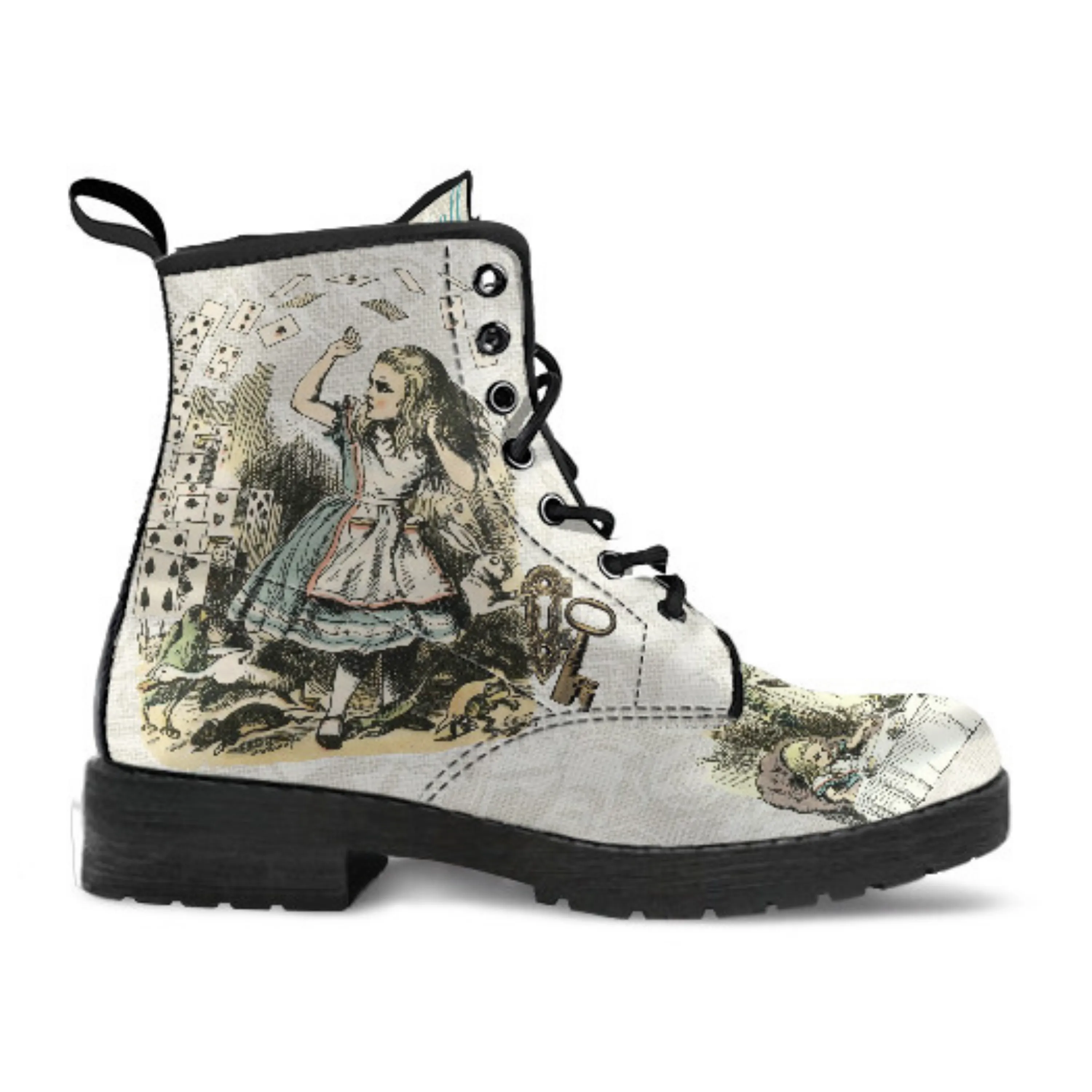 Combat Boots - Alice in Wonderland Gifts #101 Vintage Series | Birthday Gifts, Gift Idea, Women's Boots, Handmade Lace Up Boots, Custom Shoes