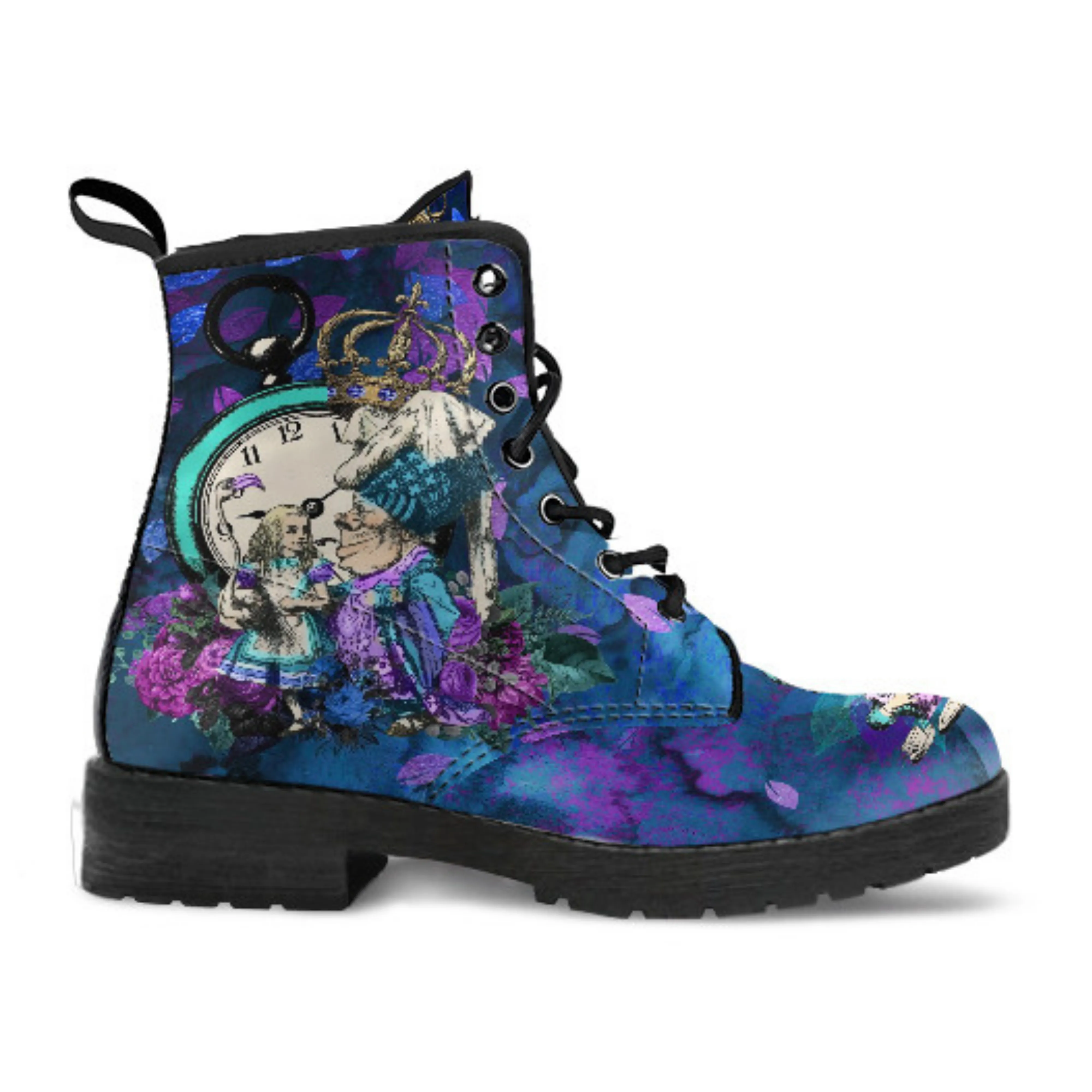 Combat Boots - Alice in Wonderland Gifts #22 Purple Series | Purple Boots for Women, Vegan Leather Lace Up Boots, Handmade Boots, Women's Boots