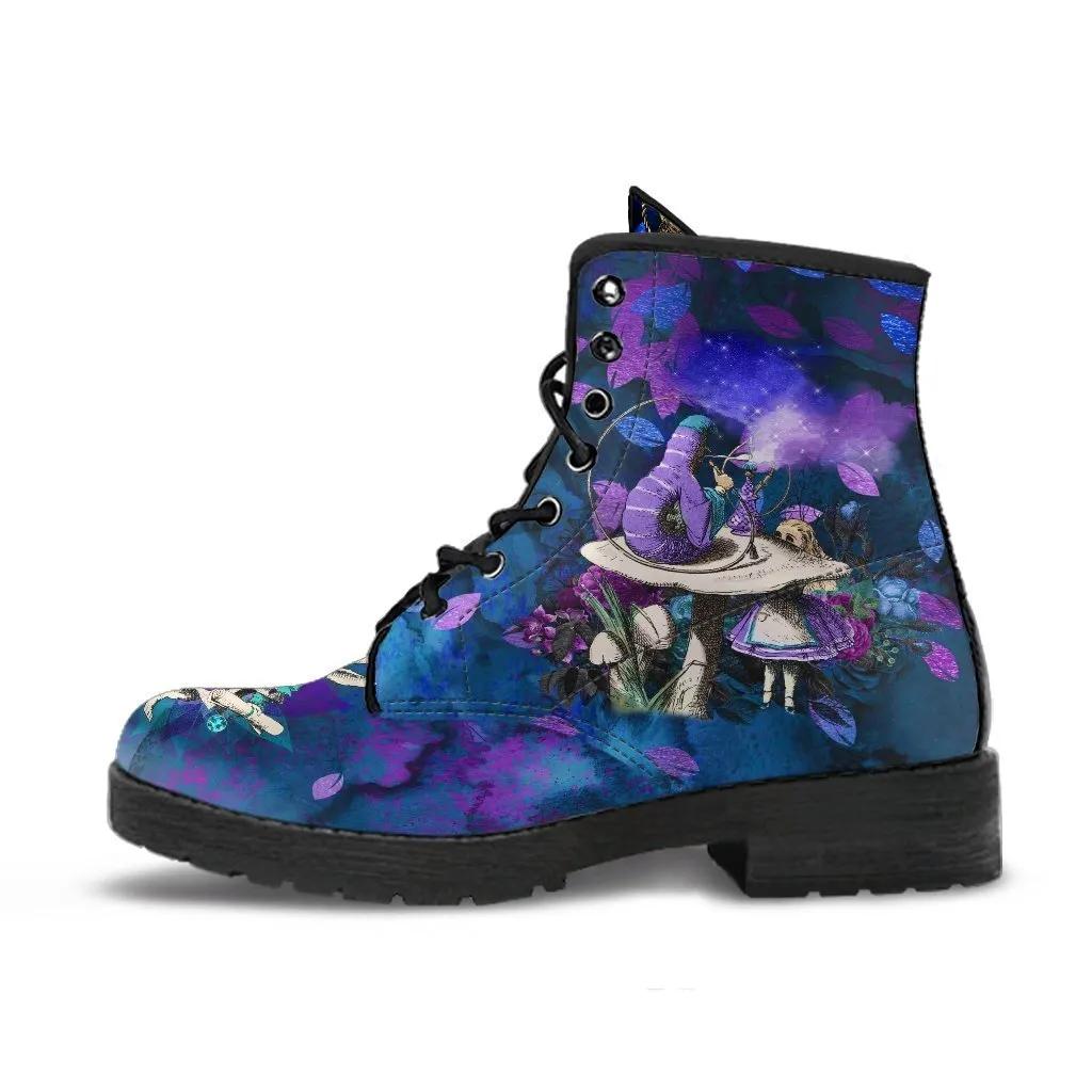 Combat Boots - Alice in Wonderland Gifts #22 Purple Series | Purple Boots for Women, Vegan Leather Lace Up Boots, Handmade Boots, Women's Boots