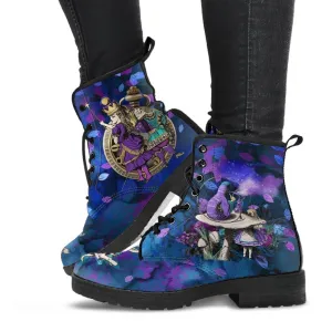 Combat Boots - Alice in Wonderland Gifts #22 Purple Series | Purple Boots for Women, Vegan Leather Lace Up Boots, Handmade Boots, Women's Boots