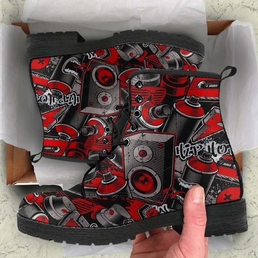 Combat Boots - Graffiti Fashion #21 | Vegan Leather Lace Up Boots Women, Women's Boots, Unique Men's Boots, Custom Shoes, 90s Boots, 2000s Boots