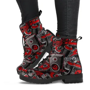 Combat Boots - Graffiti Fashion #21 | Vegan Leather Lace Up Boots Women, Women's Boots, Unique Men's Boots, Custom Shoes, 90s Boots, 2000s Boots
