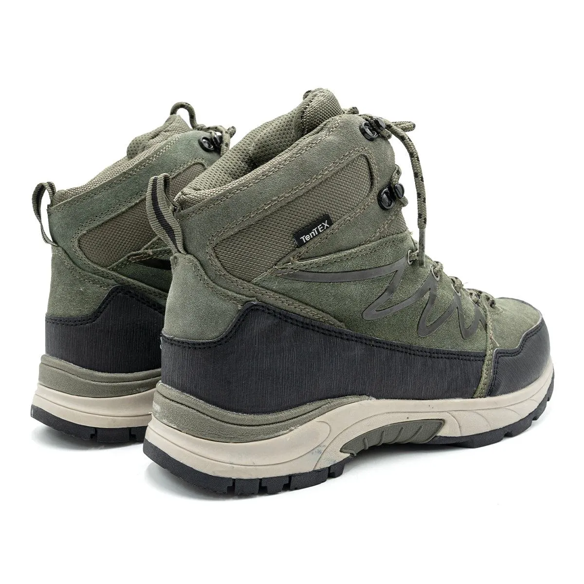 Crane Hiking Boots Leather Green Colour For Men