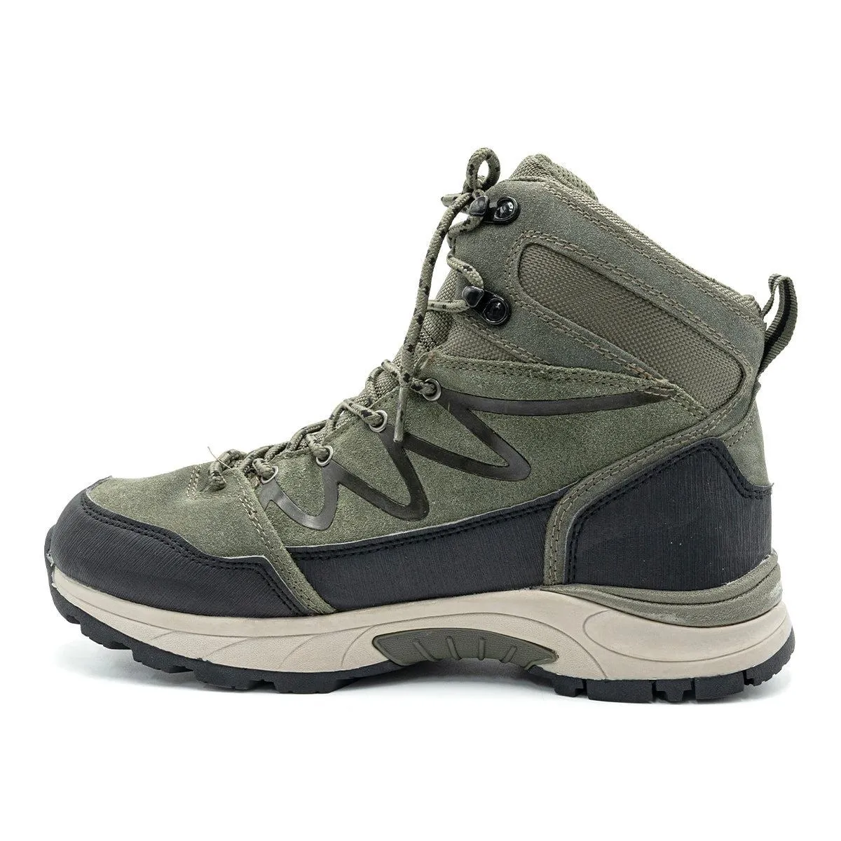 Crane Hiking Boots Leather Green Colour For Men