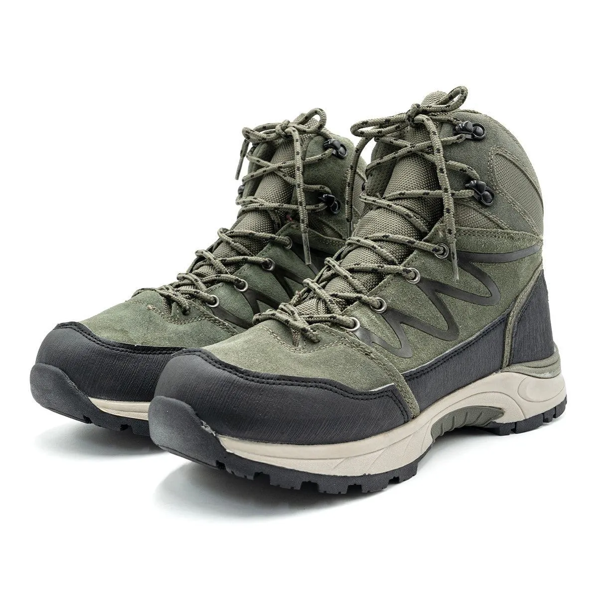 Crane Hiking Boots Leather Green Colour For Men