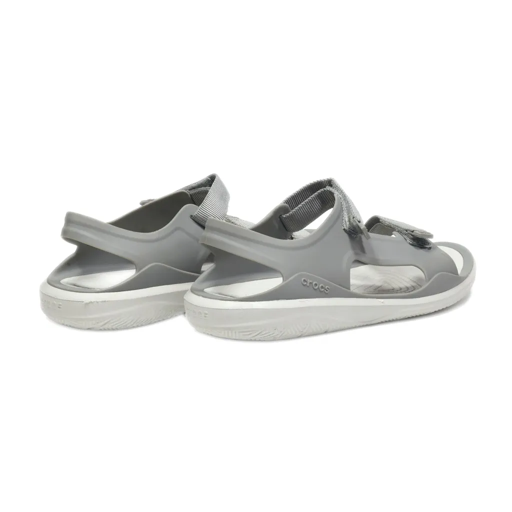 Crocs Flat Sandals Rubber Grey Colour For Women