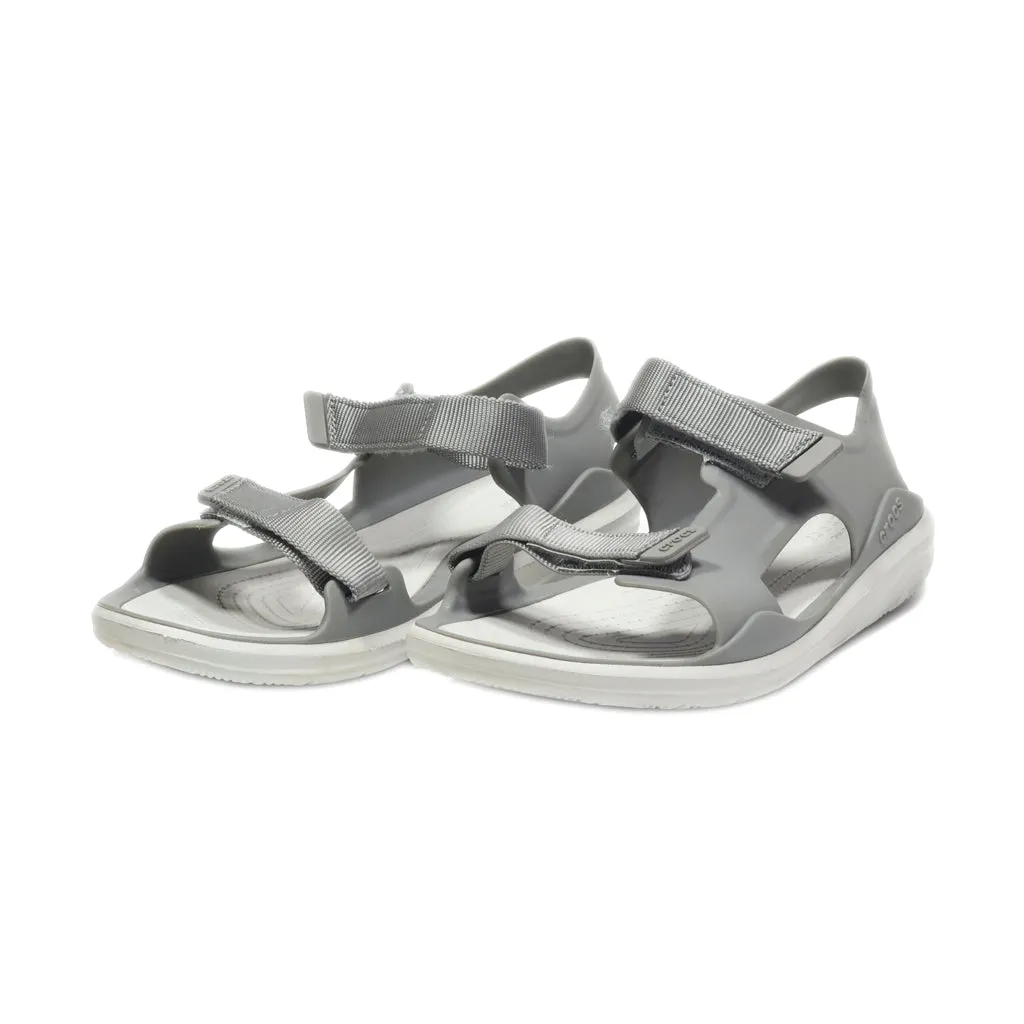 Crocs Flat Sandals Rubber Grey Colour For Women