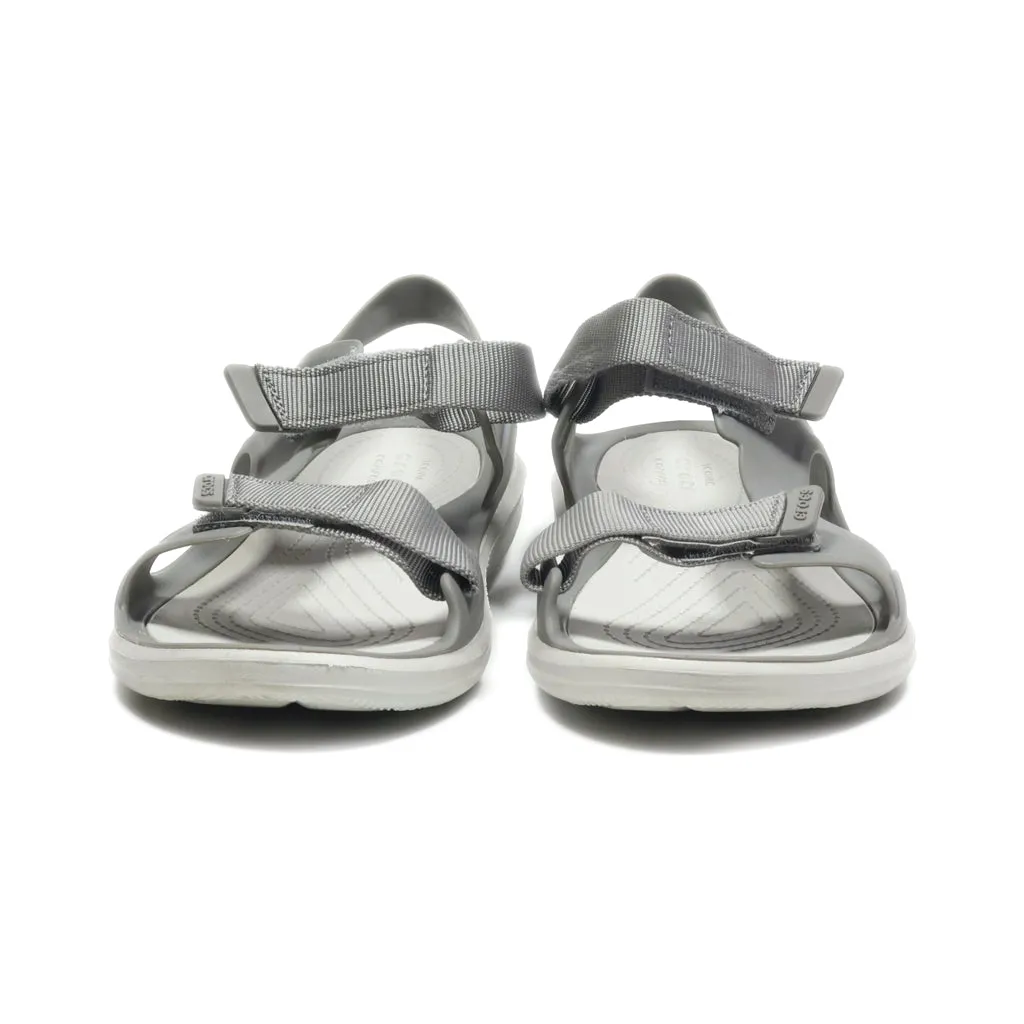 Crocs Flat Sandals Rubber Grey Colour For Women