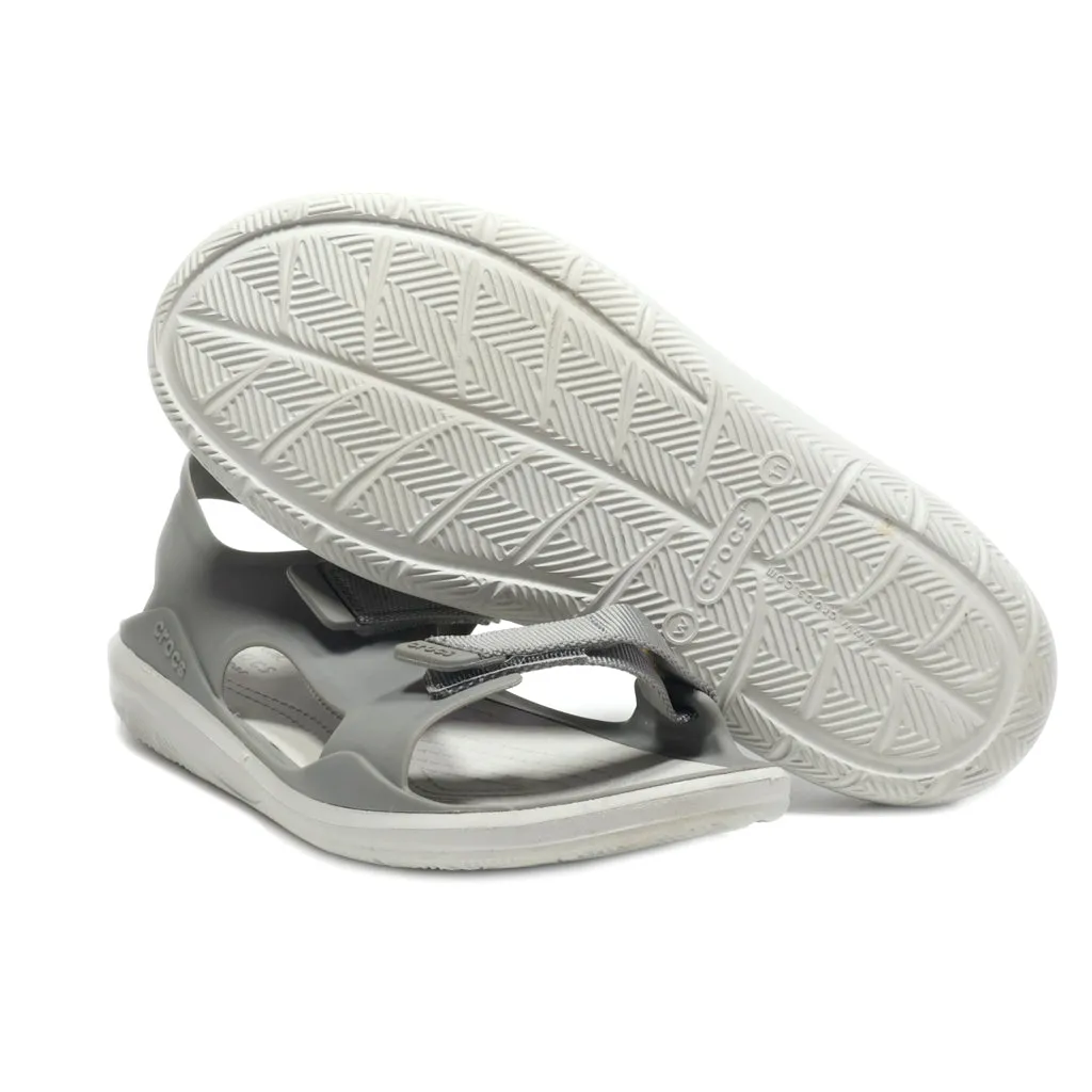 Crocs Flat Sandals Rubber Grey Colour For Women