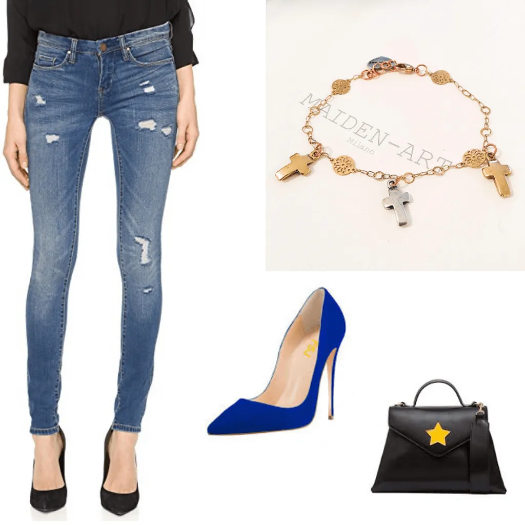 Cross Bracelet in Gold Plated Brass. Lucky Charm Bracelet, Charm Bracelet, Perfect Gift for Her.