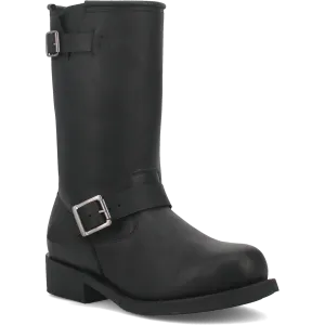 Dingo Black Round Toe Harness Boots for Men