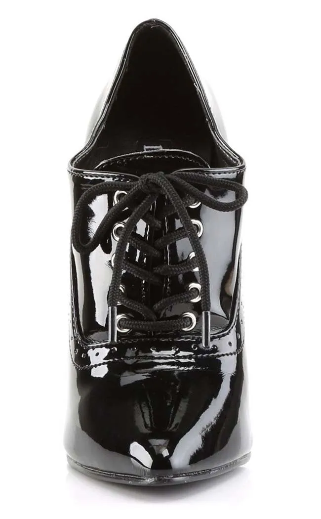 DOMINA-460 Black Patent Lace-Up Heel