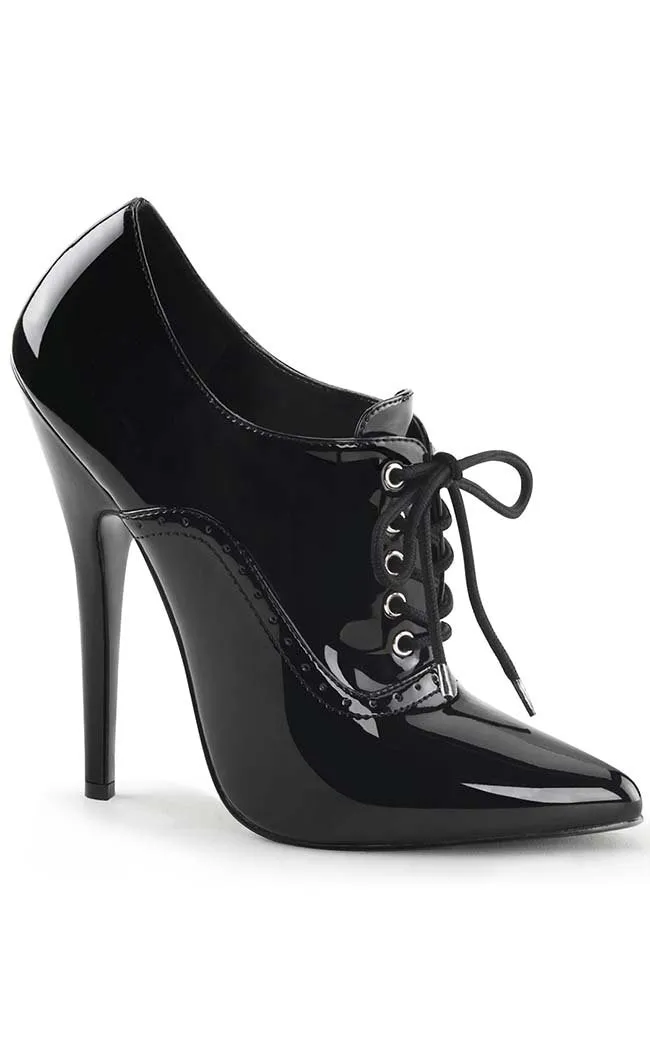 DOMINA-460 Black Patent Lace-Up Heel