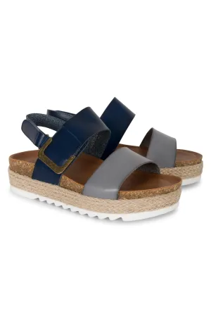 Double strap Sandal with velcro | GREY | DEANNA AB