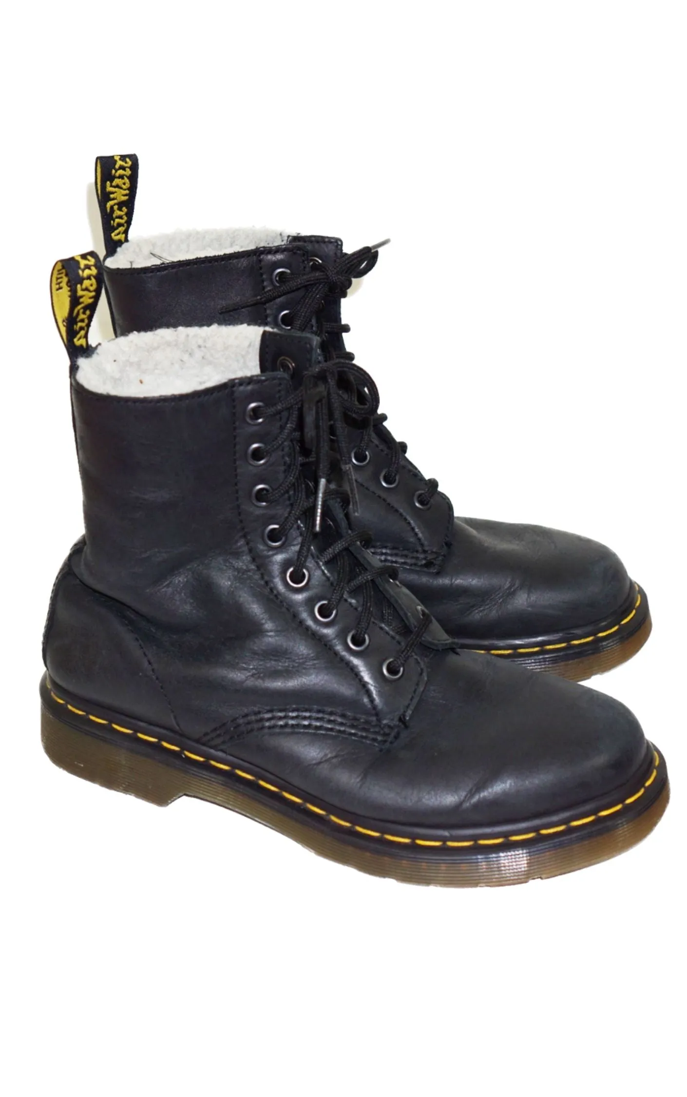 DR. MARTENS Serena Fur Lined Black Boots