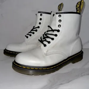 Dr. Martens White Combat Boots, Size 8