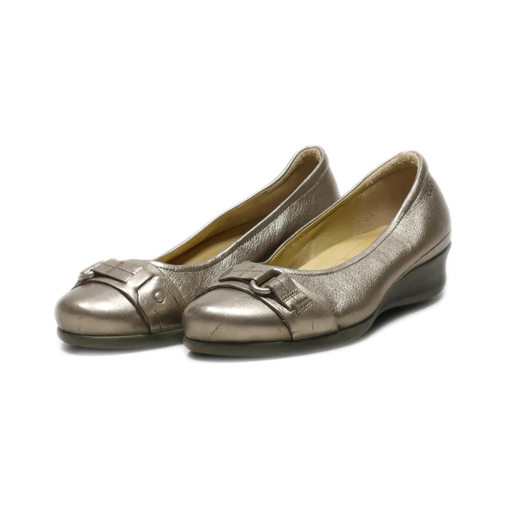 Ecco Slip Ons Leather Gold Colour For Women
