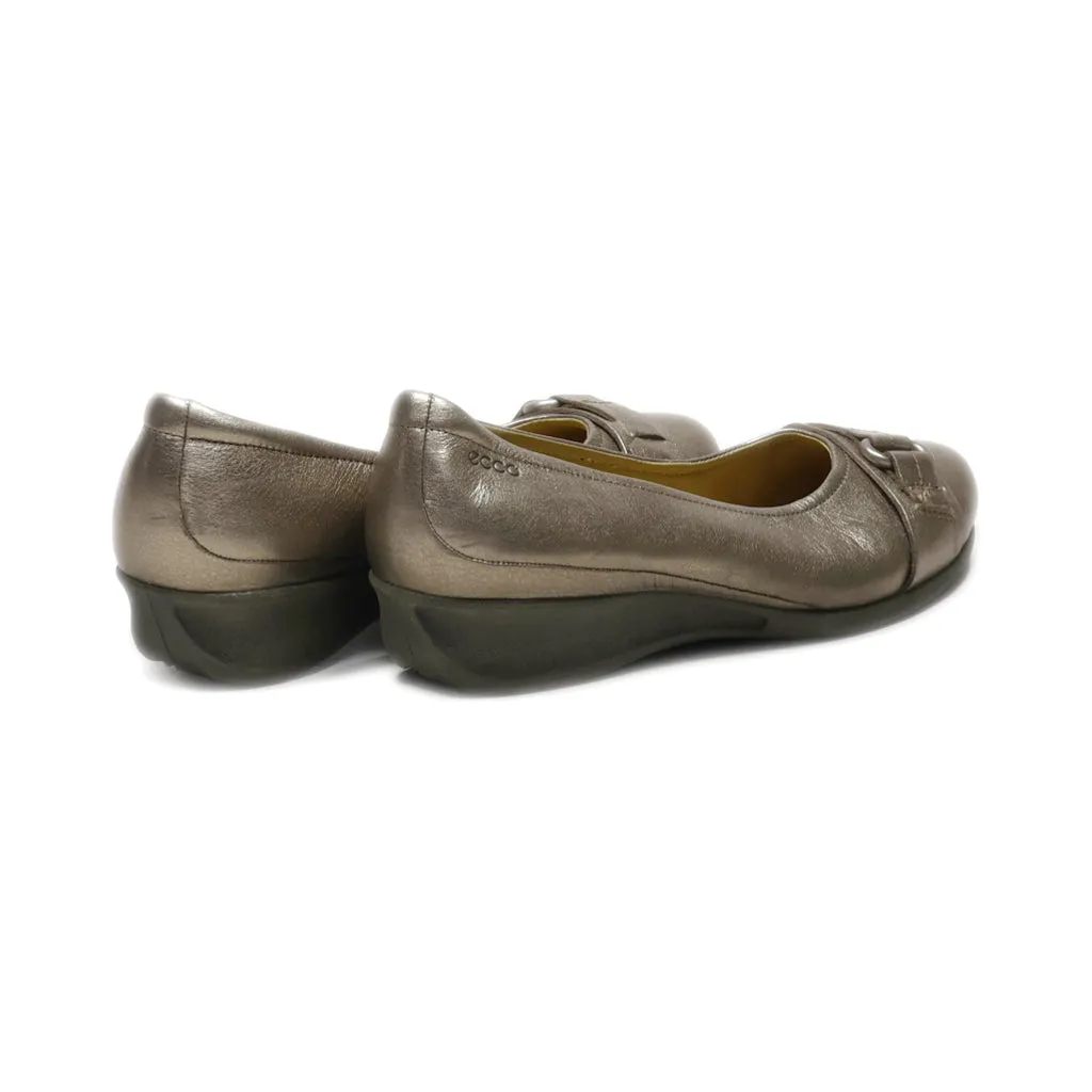 Ecco Slip Ons Leather Gold Colour For Women