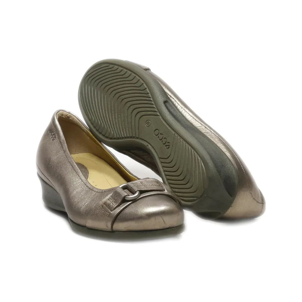 Ecco Slip Ons Leather Gold Colour For Women