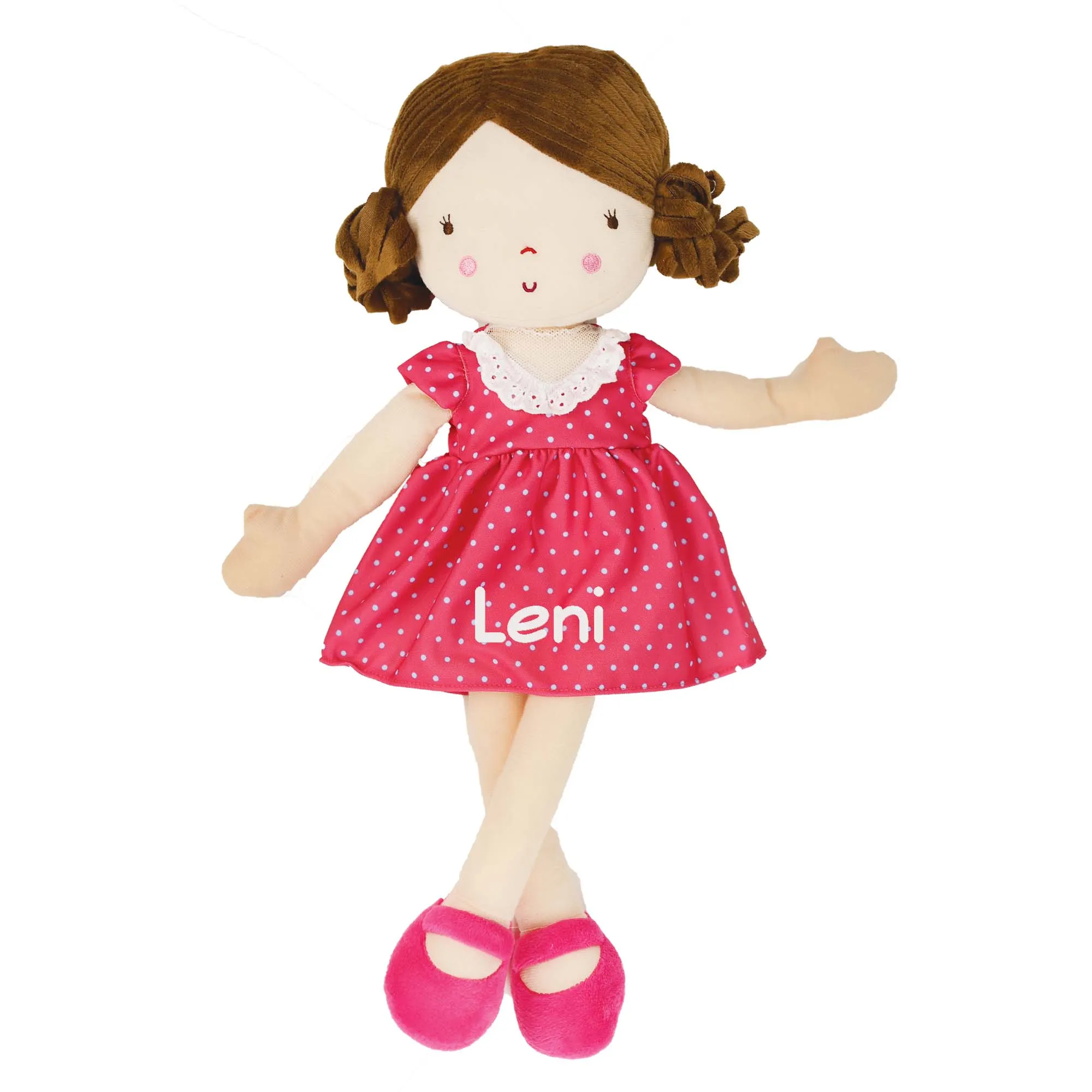 Embroidered Plush Doll 18" Brunette Amelia