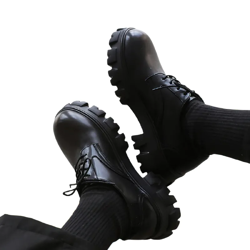 Fashion Casual Men's Shoes Of Thick Heel / Leather Derby Of Flatform Heighten