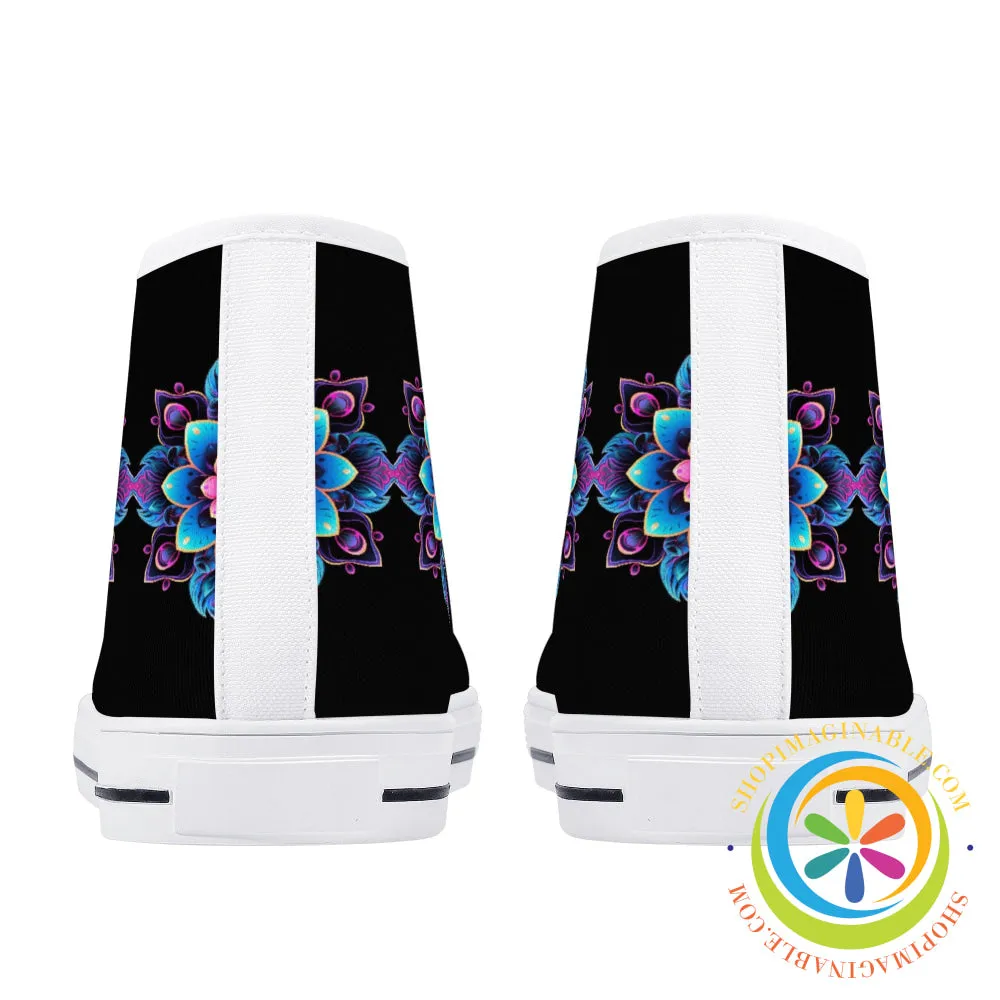 Flower Power Ladies High Top Canvas Shoes