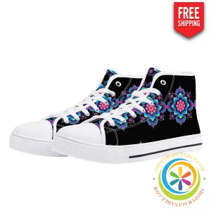 Flower Power Ladies High Top Canvas Shoes