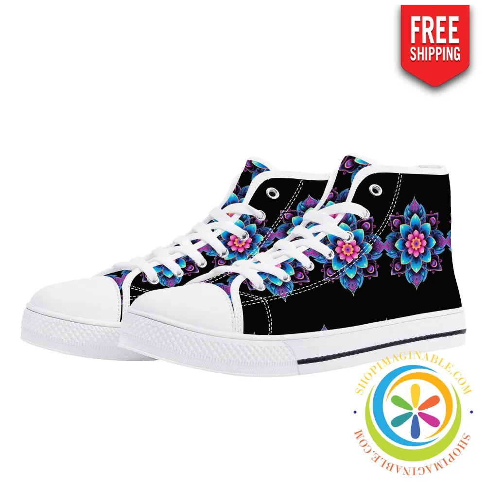 Flower Power Ladies High Top Canvas Shoes
