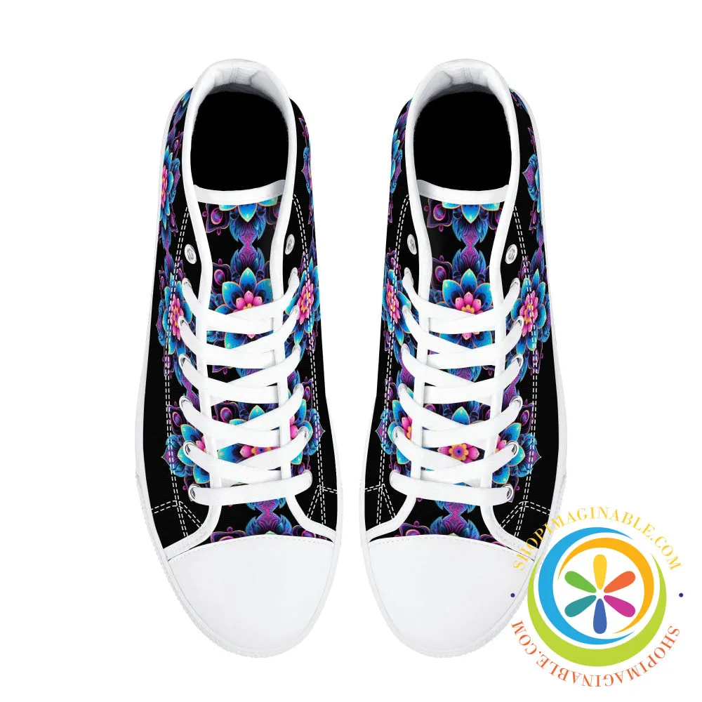 Flower Power Ladies High Top Canvas Shoes