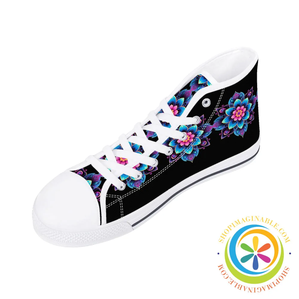 Flower Power Ladies High Top Canvas Shoes