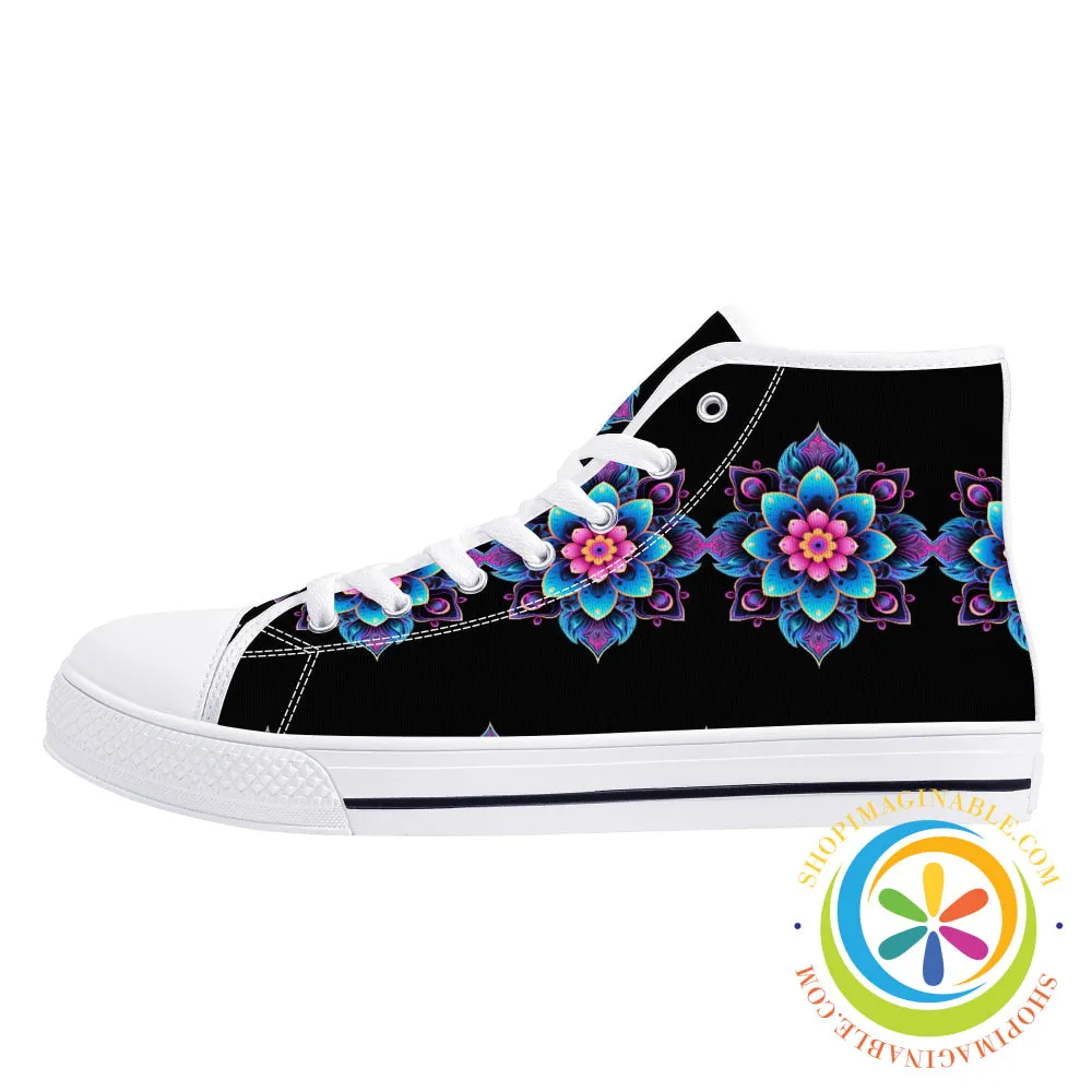 Flower Power Ladies High Top Canvas Shoes