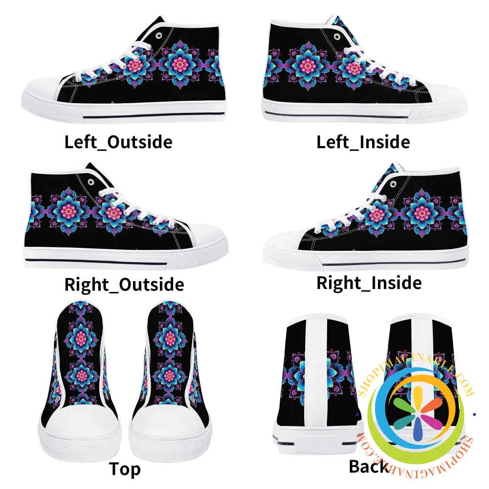 Flower Power Ladies High Top Canvas Shoes