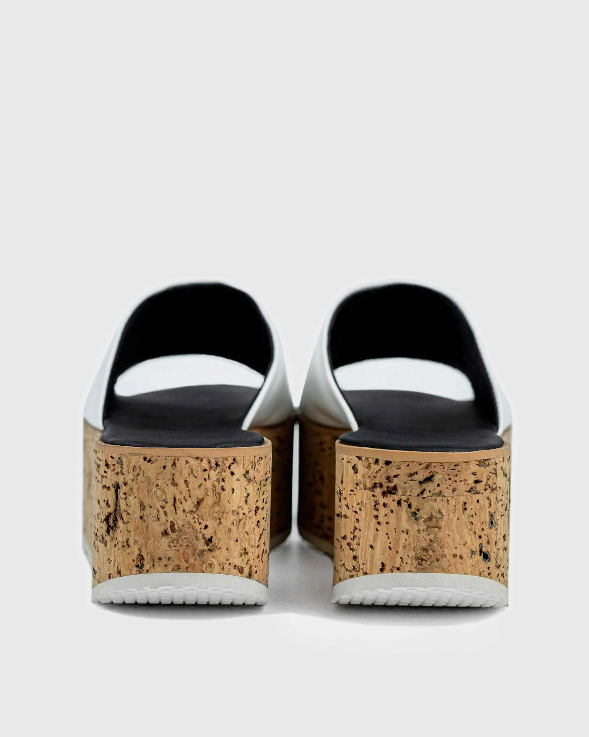 Geigi Grape Leather Cork Platform Vegan Sandals | White