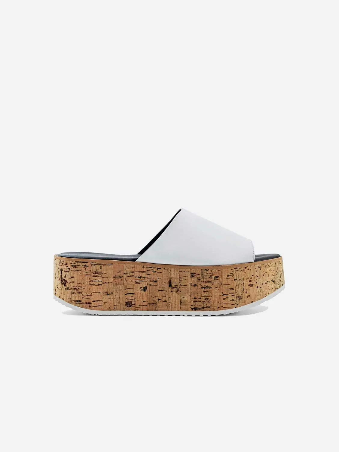 Geigi Grape Leather Cork Platform Vegan Sandals | White