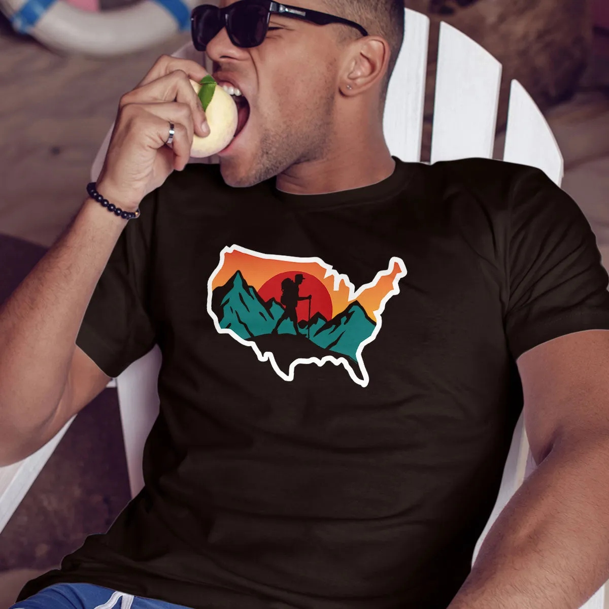 Hike USA T-Shirt, 100% Cotton, S-XXL, Adult Unisex Tshirt