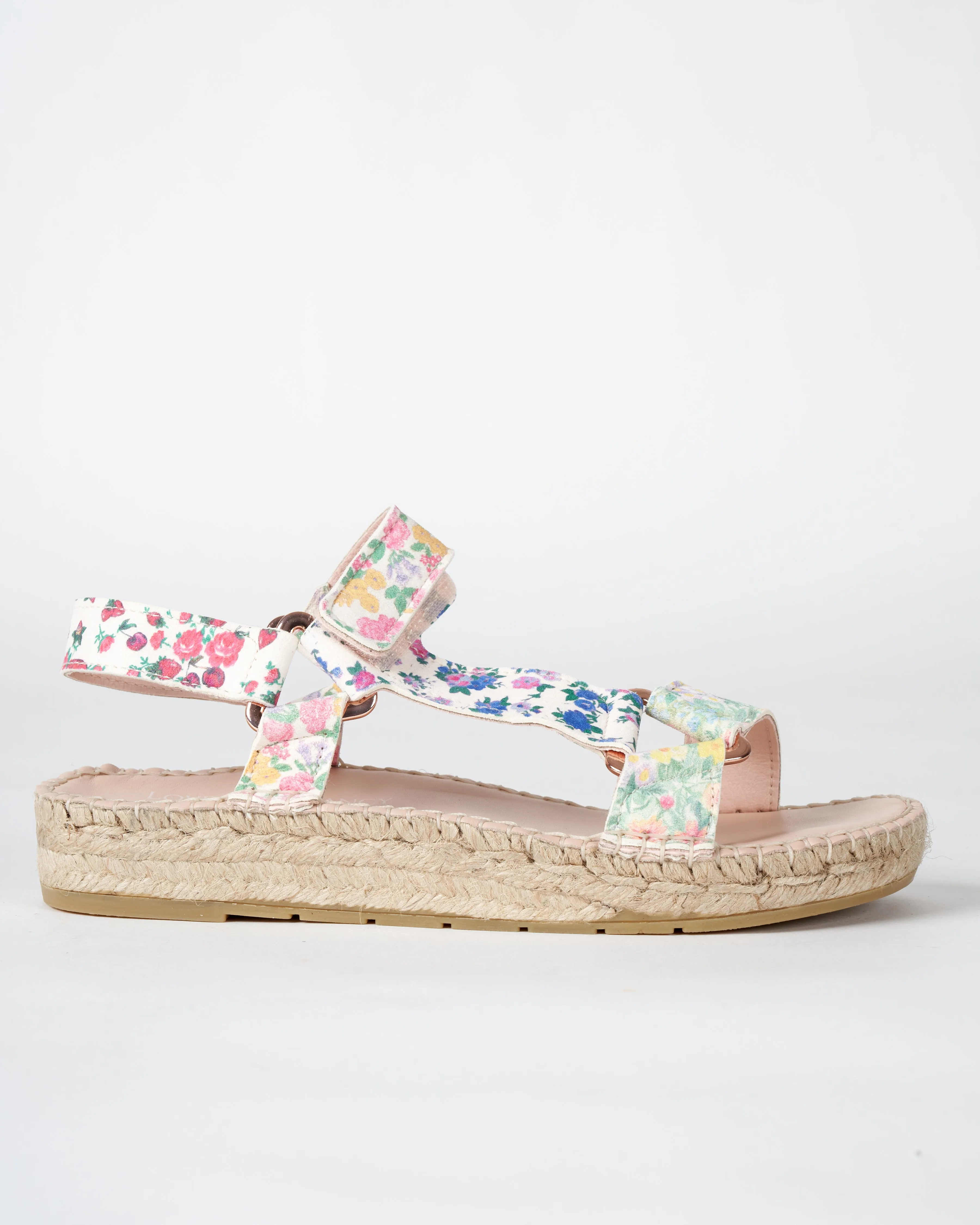 hiking sandals - mixed flowers flat sandal