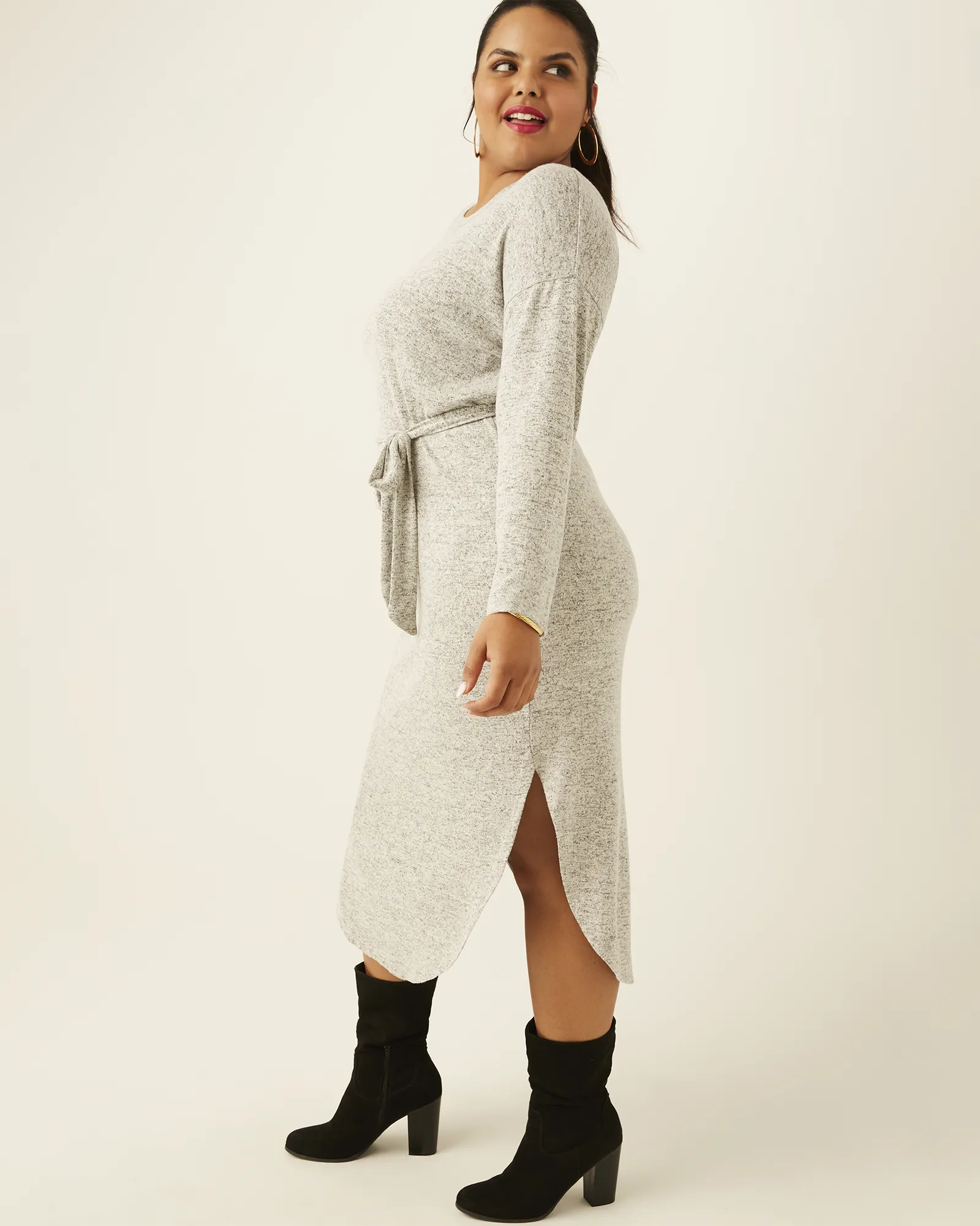 Jadis Tie-Waist Midi Dress | Charcoal Grey